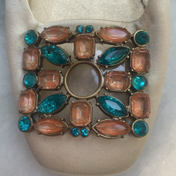 Louis Vuitton Vintage Kitten Heel Satin Jeweled Mules -Adorable. Flaw - Picture 3 of 13